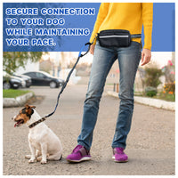 Hands Free Dog Leash with Waist Belt & Large Zipper Pouch, Waist Leash for Dog Walking, Running & Hiking, Reflective Stitching & Dual Padded Handles, Ideal for Medium to Large Dogs (25–125 lbs)