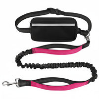 Hands Free Dog Leash with Waist Belt & Large Zipper Pouch, Waist Leash for Dog Walking, Running & Hiking, Reflective Stitching & Dual Padded Handles, Ideal for Medium to Large Dogs (25–125 lbs)