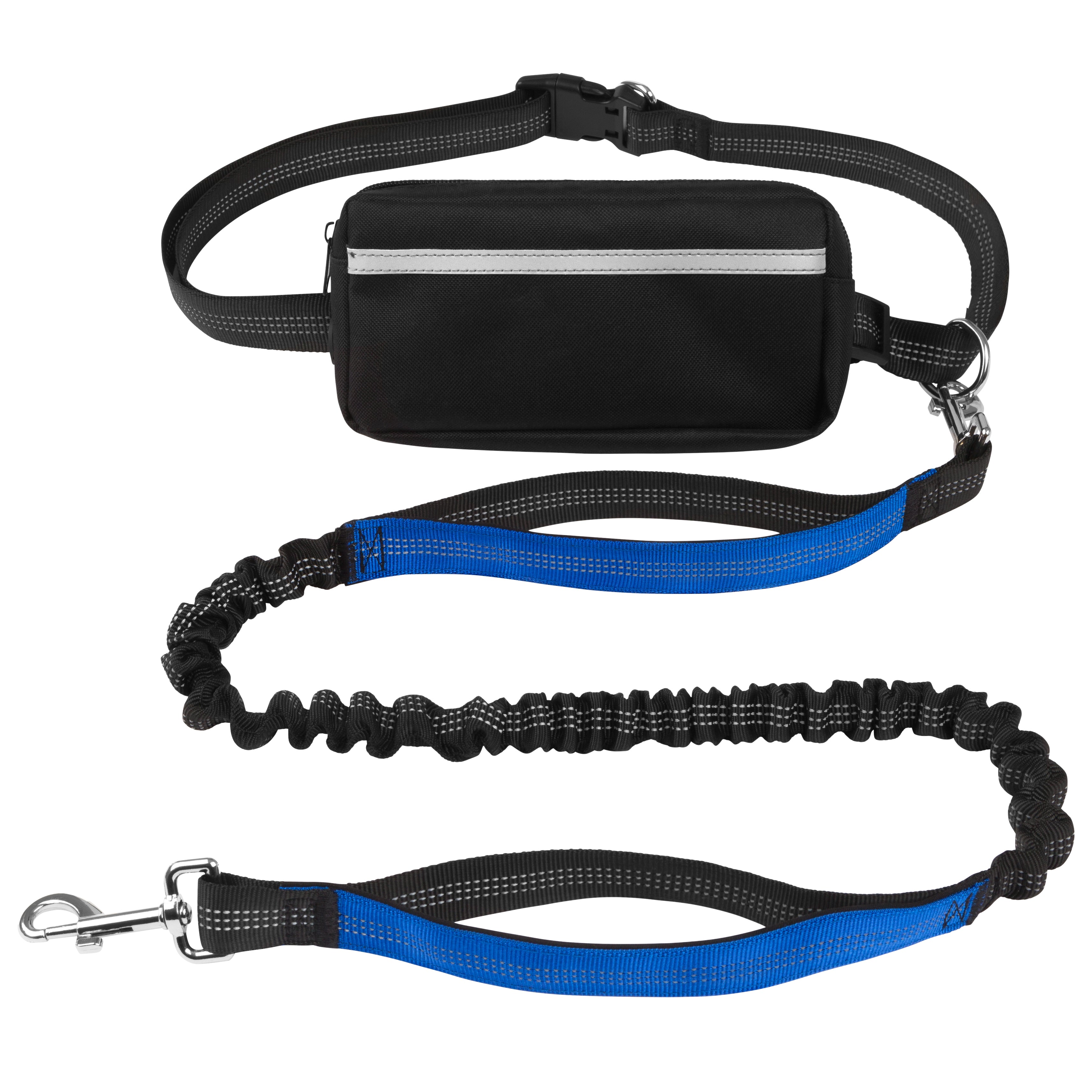 Hands Free Dog Leash with Waist Belt & Large Zipper Pouch, Waist Leash for Dog Walking, Running & Hiking, Reflective Stitching & Dual Padded Handles, Ideal for Medium to Large Dogs (25–125 lbs)